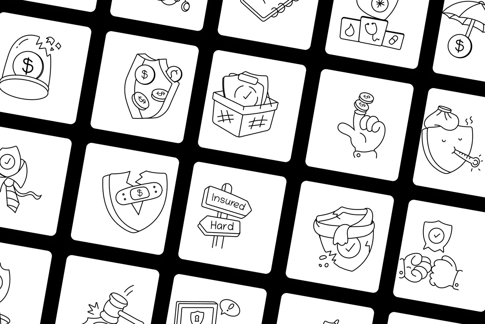Insurance Doodles Icon Set