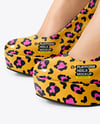 Woman Wearing Wedge Heels Mockup