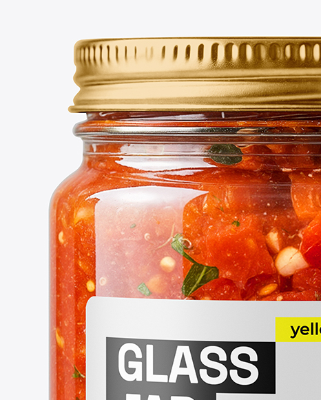 Clear Glass Jar with Tomato Bruschetta Mockup