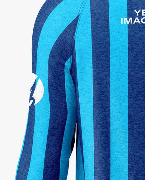 Men's Heather Raglan Long Sleeve Polo Shirt Mockup - Back View
