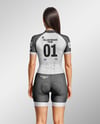 Young Woman Wearing Raglan Cycling Suit Mockup