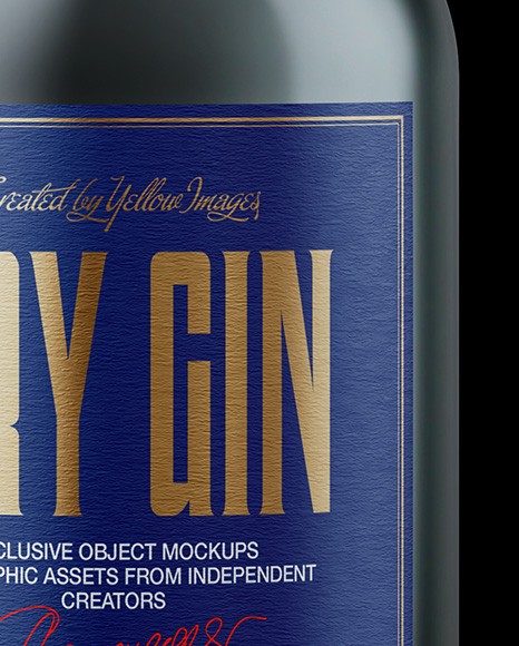 Oslo Dry Gin Bottle on Black Background Mockup
