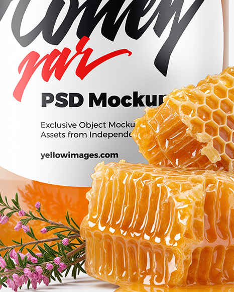 Clear Glass Jar with Heather Honey Mockup