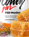 Clear Glass Jar with Heather Honey Mockup