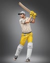 Man Wearing Full Cricket Kit with Bat Mockup