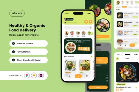 Leafora – Green Living Food App Design Template - Delivery app