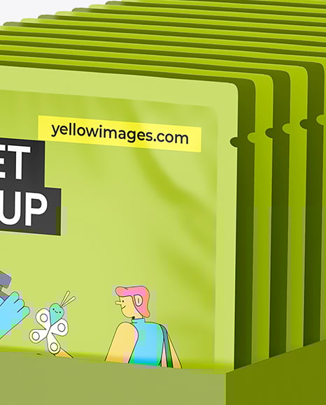 Carton Box With Sachets Mockup