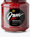 Glass Jar with Raspberry Jam Mockup