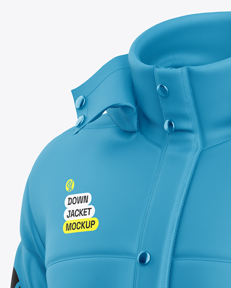 Men's Long Down Jacket Mockup - Half Side View