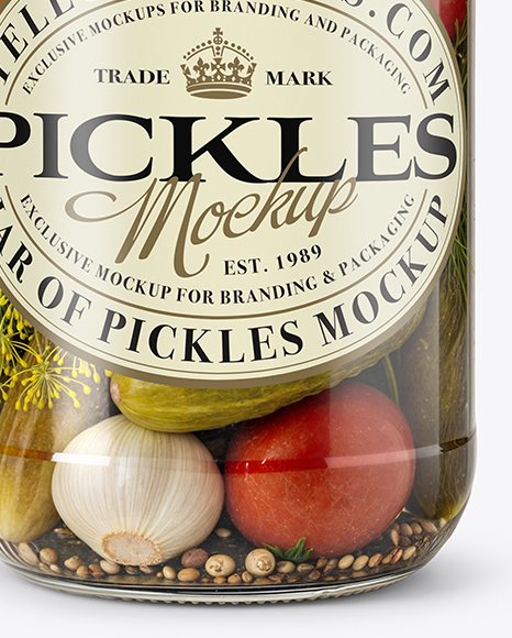 Glass Jar Filled Pickles and Pickled Tomatoes Mockup