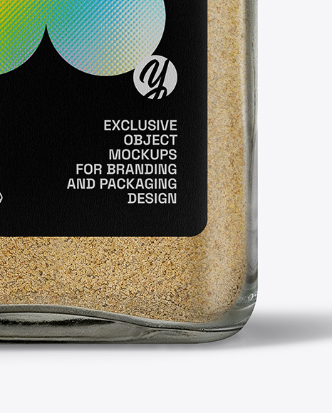 Square Glass Jar with Ground Cardamom Mockup