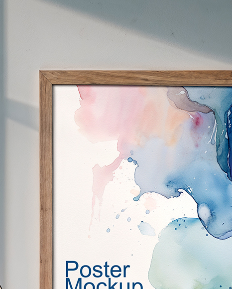 Wooden Framed Poster in a Cozy Workspace Mockup