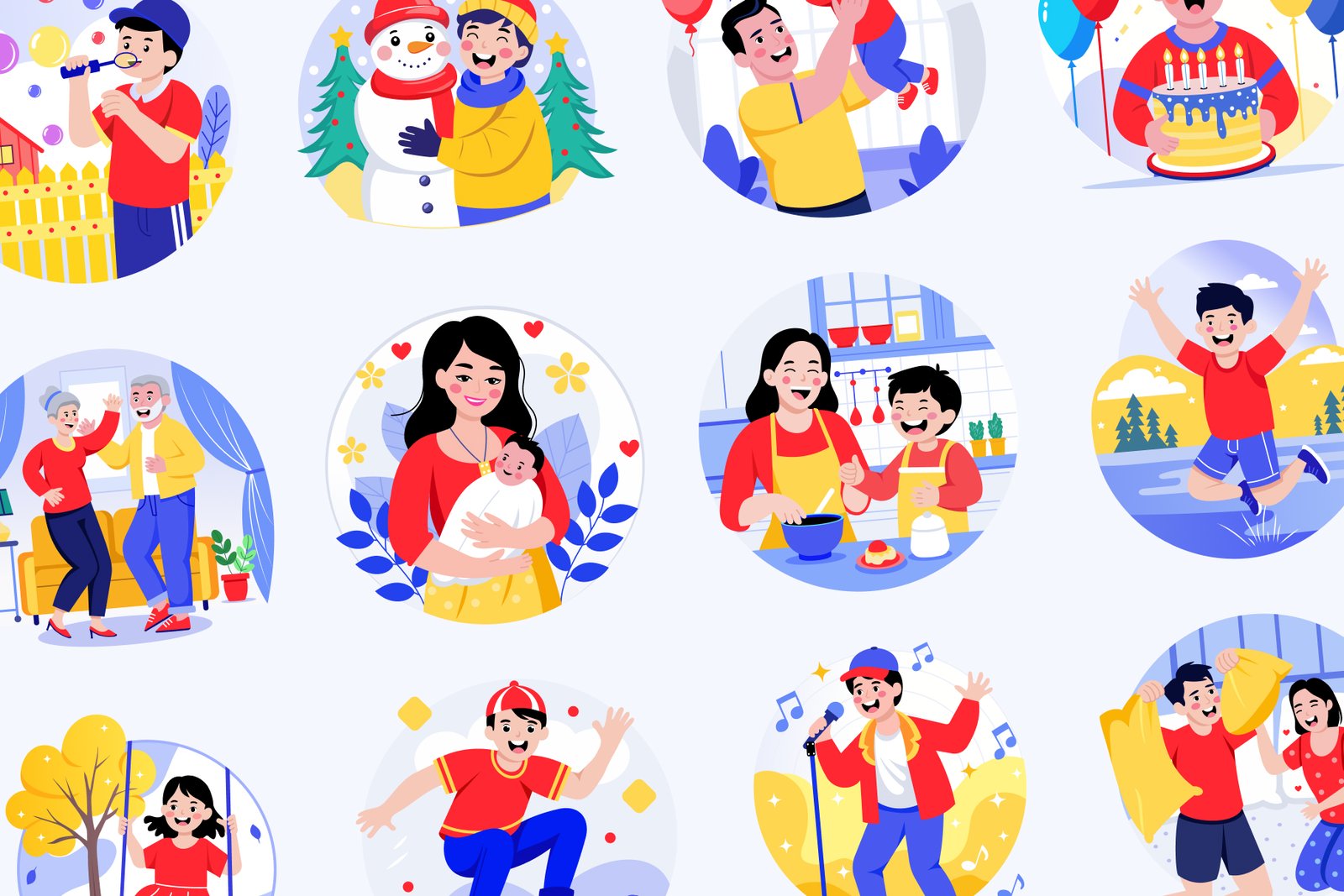 Happy People Illustration Art Set