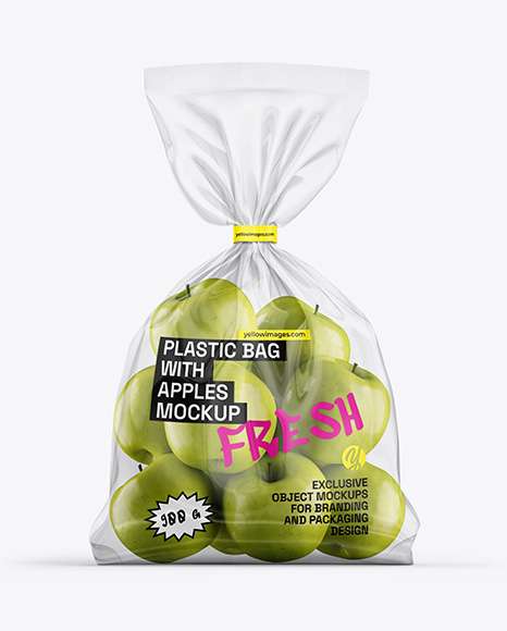 Plastic Bag With Apples Mockup