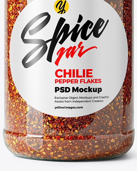 Plastic Spice Jar with Chili Pepper Flakes Mockup