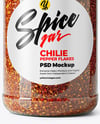 Plastic Spice Jar with Chili Pepper Flakes Mockup