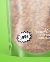 Frosted Stand-Up Pouch w/ Granola Mockup