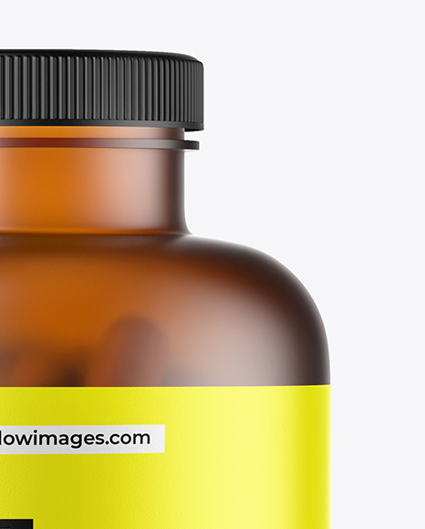Frosted Amber Pills Bottle Mockup