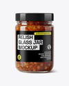 Glass Jar with Sweet Relish Sauce Mockup