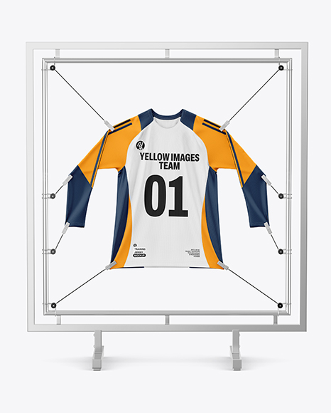 Training Jersey Hanging on a Hooked Frame Mockup - PSD Mockups