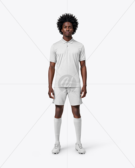 Man with Afro Hairstyle Wearing Full Soccer Kit Mockup