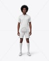 Man with Afro Hairstyle Wearing Full Soccer Kit Mockup