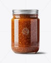 Clear Glass Jar with Sweet Relish Sauce Mockup