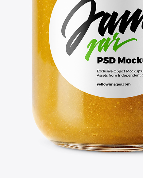 Glass Jar with Yellow Fig Jam Mockup