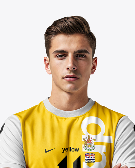 Soccer Player Wearing Jersey and Shorts Mockup