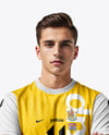 Soccer Player Wearing Jersey and Shorts Mockup