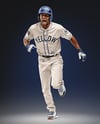 Running Black Man Wearing a Full Baseball Kit Mock