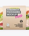 Clear Plastic Flow-Pack with Sandwich in Kraft Paper Sleeve Mockup