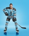 Man Wearing Full Ice Hockey Kit Mockup