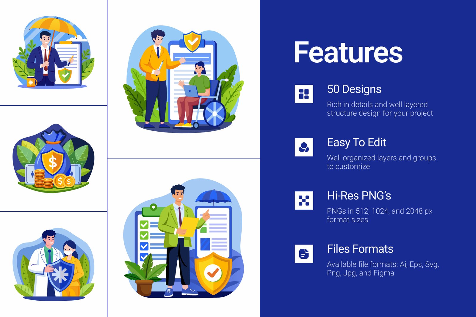 Insurance Illustration Art Set