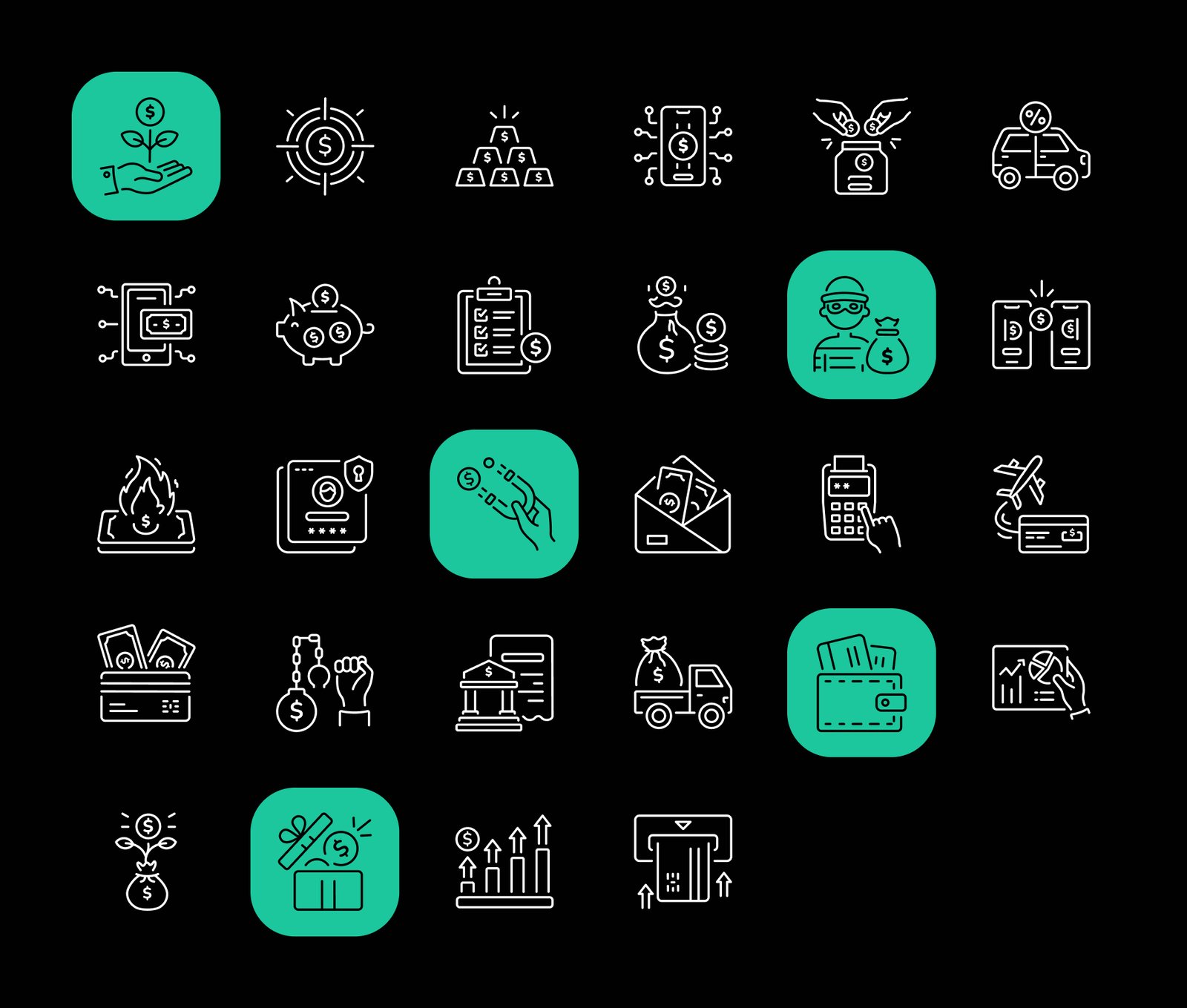 Banking Icon Art Set