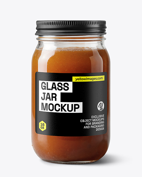 Clear Glass Jar with Beef Bone Broth Mockup
