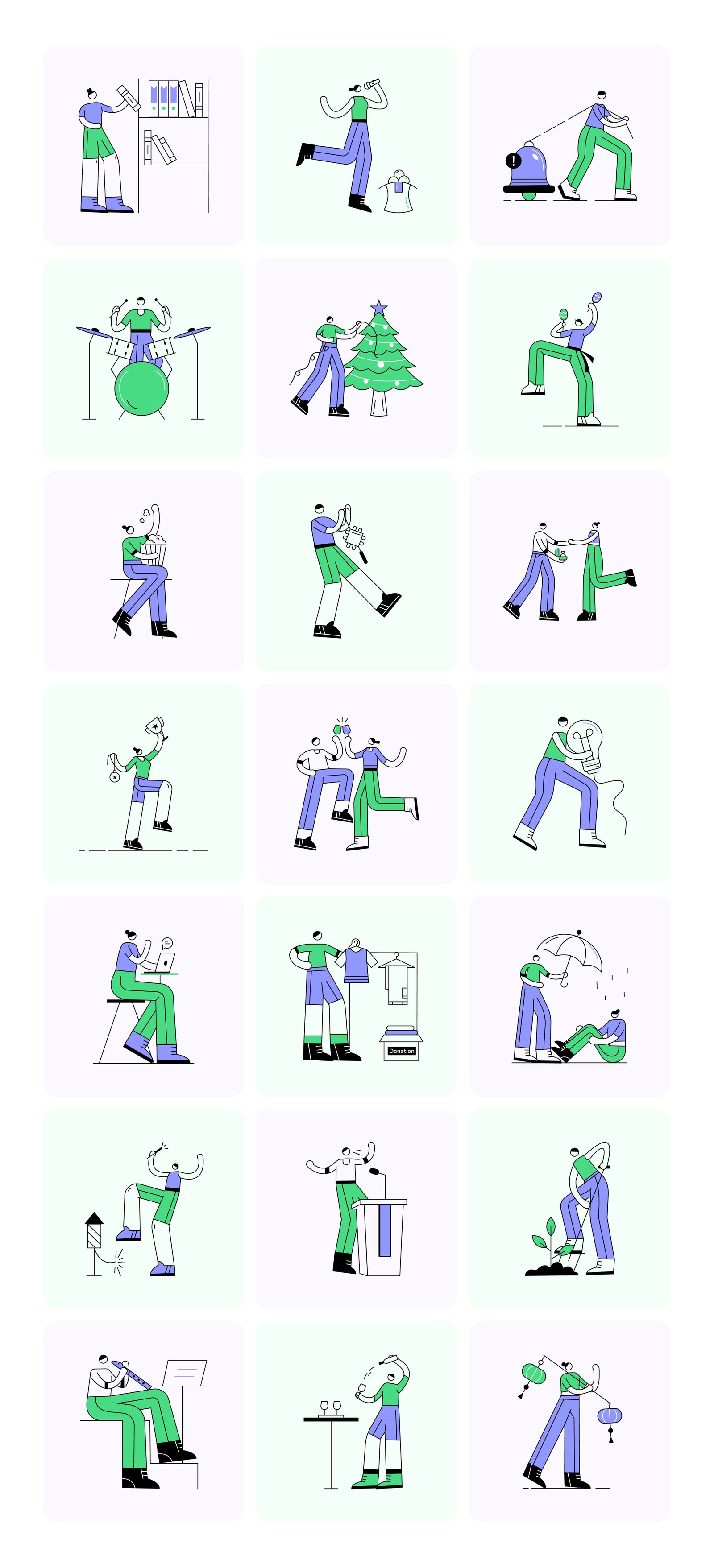 People and Places Illustration Set