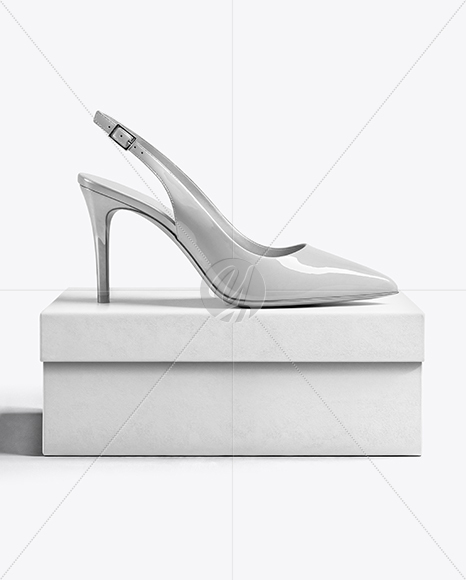 Glossy Slingback on Shoe Box Mockup