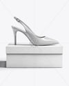 Glossy Slingback on Shoe Box Mockup
