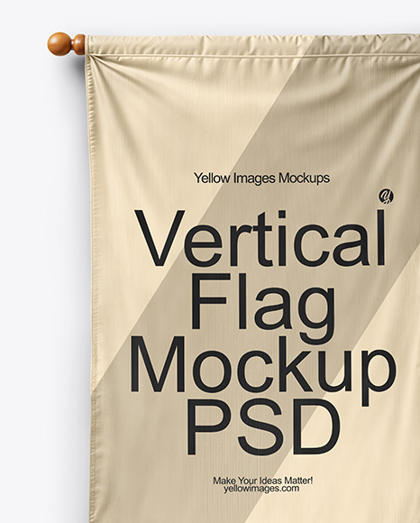 Vertical Flag With Wooden Pole Mockup