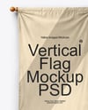 Vertical Flag With Wooden Pole Mockup
