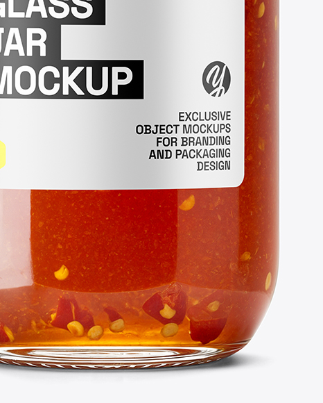 Glass Jar with Hot Pepper Jelly Mockup