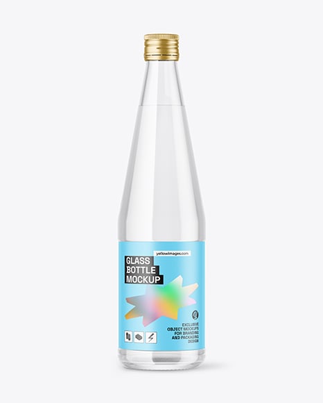 Clear Glass Water Bottle Mockup
