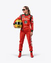 Woman Wearing Full Racing Kit Mockup