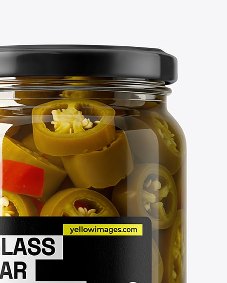 Glass Jar with Pickled Jalapenos Mockup