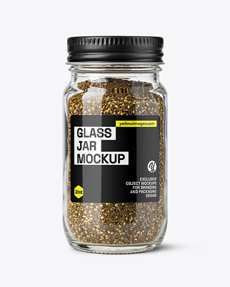 Clear Glass Jar with Za'atar Spice Mockup