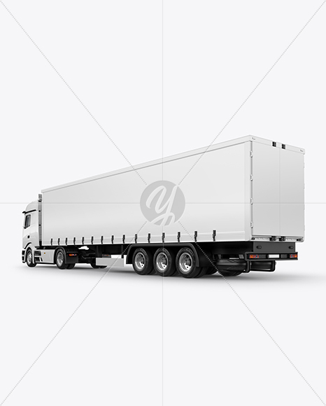 Semi Trailer Truck Mockup - Back Half Side View