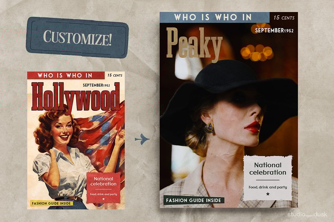 50&#039;s Magazine Cover Templates