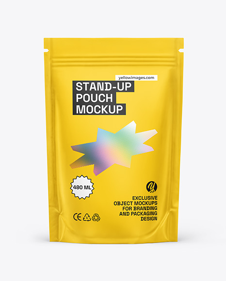Matte Stand-up Pouch Mockup - Stand+Up+Pouch+Mockup+In+Pouch+Mockups+On+Yellow+Images+Object+Mockups