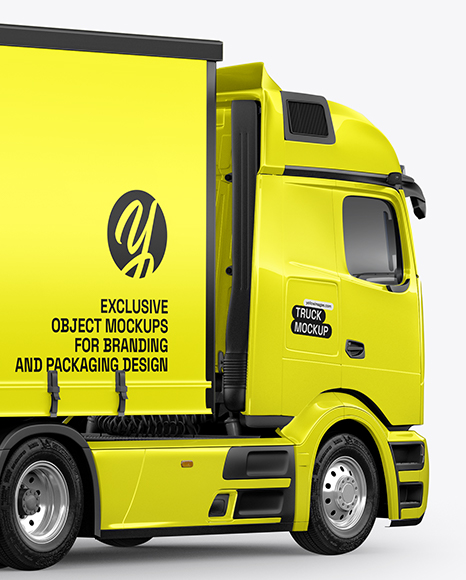 Semi Trailer Truck Mockup - Back Half Side View
